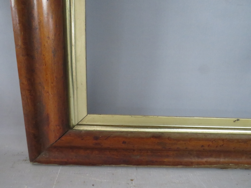 A 19TH CENTURY MAPLE FRAME WITH GOLD SLIP, in need of some restoration, frame W 6 cm, rebate 88 x 69 - Image 3 of 6