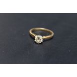 A 18 CARAT GOLD DIAMOND SOLITAIRE RING, the diamond being an estimated 0.75 carat, approx weight 3.