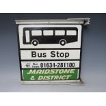 A LATE 20TH / EARLY 21ST CENTURY DOUBLE SIDED ENAMELED BUS STOP SIGN, for Maidstone District, 38 x