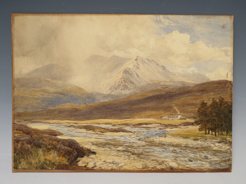 A.W. WEEDON. Mountainous river landscape with cottage, signed and dated 1981 lower right, - Image 5 of 5