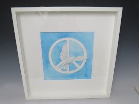 CHRIS WELSH (XX). 'Dove Of Peace', signed lower right and dated, watercolour, framed, 28 x 28 cm