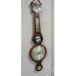 A GEORGIAN MAHOGANY ANEROID BAROMETER BY WINGATE - LONDON, with satinwood string inlaid detail, H 97