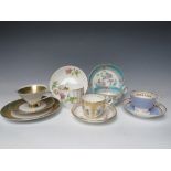 A COLLECTION OF DECORATIVE PORCELAIN TEAWARE / CUPS AND SAUCERS, to include a Spode 2197 pattern cup