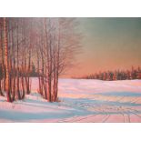 VICTOR EMANUELOV (1884-1940). A Winter landscape, oil on canvas, signed lower left, 45 x 55 cm