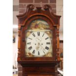 THOMAS BROWN - MANCHESTER - A 19TH CENTURY LONGCASE CLOCK WITH 8 DAY MOVEMENT, the painted face