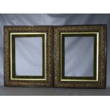 A PAIR OF 19TH CENTURY ART NOUVEAU FRAMED WITH VELVET SLIPS, frame W 11 cm, slip rebate 63 x 46