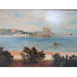 ARTHUR DE TIVOLI (XX). Modern British school, a pair of wooded estuary scenes with boats and buildin