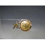 AN ELIZABETH II 1982 HALF SOVEREIGN, in an unusual hallmarked 9ct gold horseshoe pendant mount,