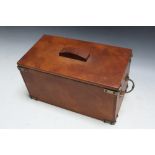 A TWIN HANDLED LEATHER HUMIDOR BOX, W 32.5 cm