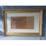 A 19TH CENTURY GOLD FRAME WITH PLANT DESIGN, with mount and glazed, frame W 10 cm, rebate 89 x 55