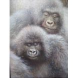 TONY FORREST (XX). English school, study of two gorillas, see info verso, signed lower left, oil