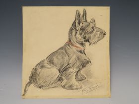 L. DAWSON (XX). British school study of a Scottie dog, signed lower right, pencil on paper,