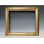 A 19TH CENTURY GOLD FRAME WITH BEAD DESIGN TO INNER EDGE, frame W 6.5 cm, rebate 49 x 40 cm