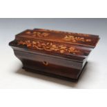 AN INLAID SEWING BOX, W 20 cm