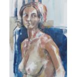 DAVID NAYLOR (XX). British school, half length female nude study, signed lower right, watercolour,