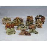 A COLLECTION OF SMALLER ASSORTED ORIENTAL SOAPSTONE CARVINGS, tallest H 15 cm