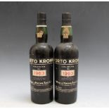 2 BOTTLES OF PORTO KROHN 1963 PORT - BOTH IN NECK