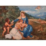 (XIX). Study of Mary and Jesus with young girl, young boy and cherub in an extensive landscape,