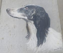 H. A. CAMERON-ROSE (XIX-XX). A portrait of a dog, signed lower right, mixed media on paper laid on