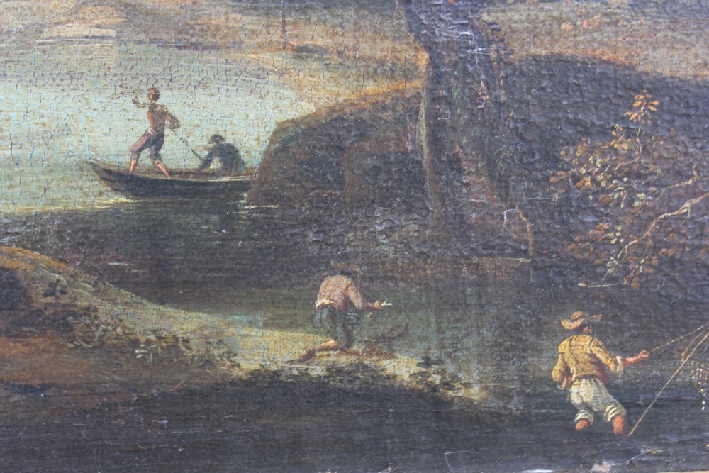 CIRCLE OF PAOLO ANESI (ROME c.1700 - c.1761). An extensive river landscape with fishermen in the - Image 4 of 6