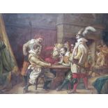 A. PASTEN (XIX). Interior scene with soldiers in Carolean dress, signed lower left, oil on canvas