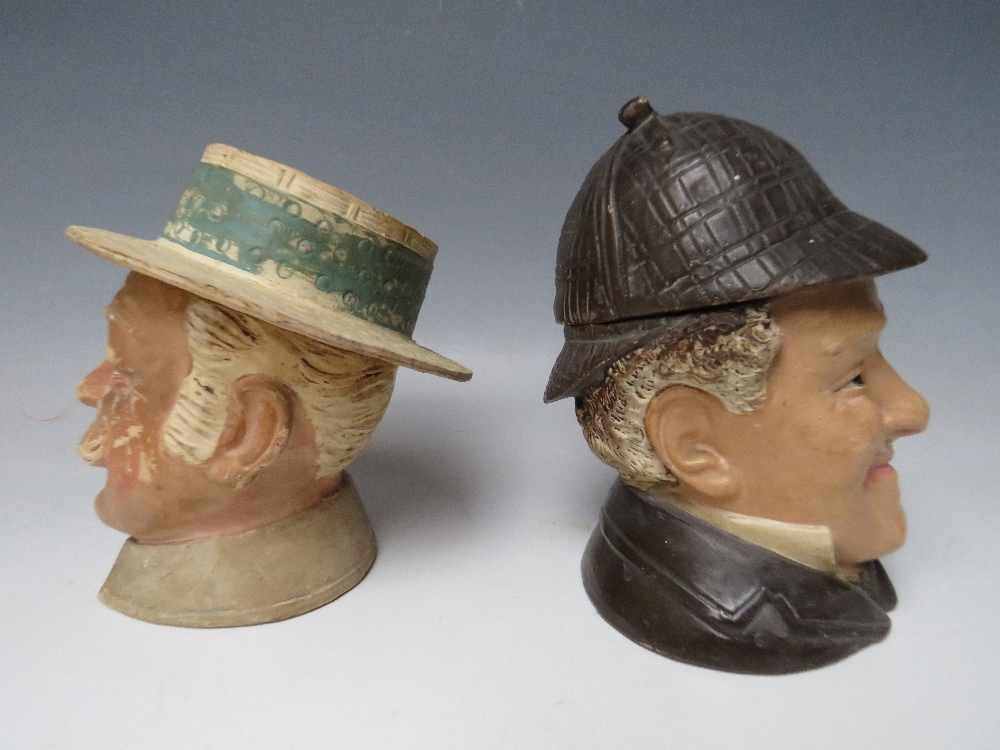 TWO LATE 19TH CENTURY / EARLY 20TH CENTURY BERNARD BLOCH FIGURAL TOBACCO JARS / HUMIDOR, one in - Image 2 of 5