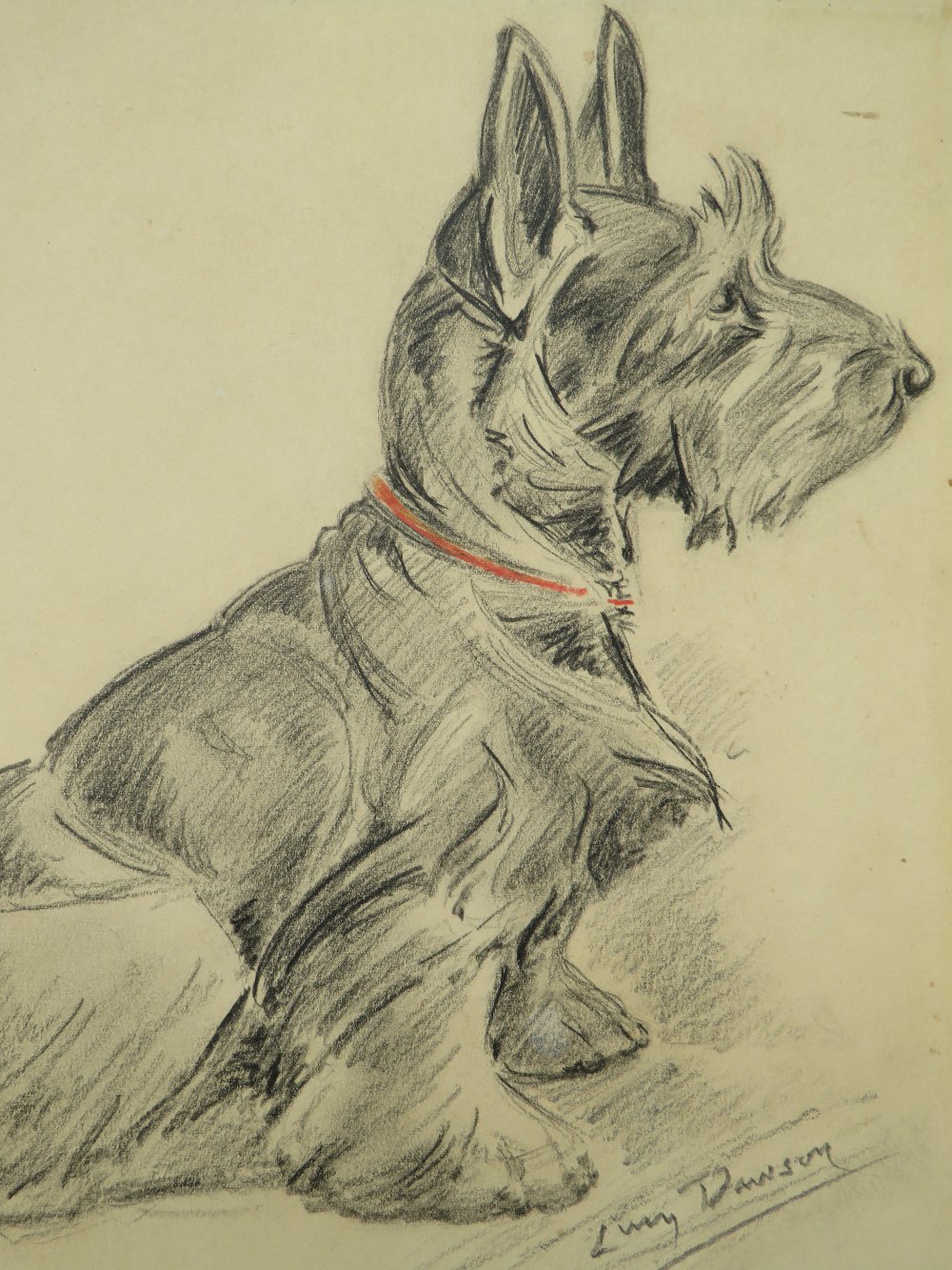 L. DAWSON (XX). British school study of a Scottie dog, signed lower right, pencil on paper, - Image 2 of 4