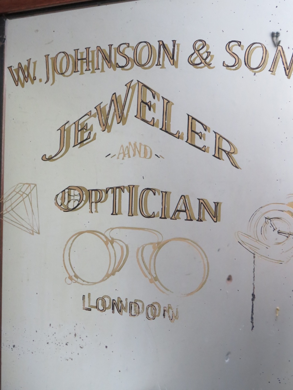 A LATE 19TH / EARLY 20TH CENTURY TABLE TOP ADVERTISING MIRROR, with drawer at base, 'W. Johnson & - Image 2 of 7