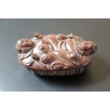 A JAPANESE TYPE EROTIC CARVED WOODEN BOX, W 11.5 cm