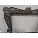 A 19TH CENTURY DECORATIVE DARK HARDWOOD FRAME WITH SCROLLING, widest frame W 7.5 cm, rebate 43 x