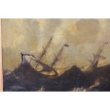 FOLLOWER OF PIETER MULIER THE ELDER (HAARLEM c.1615-1670). Dutch ships in rough seas, oil on canvas,