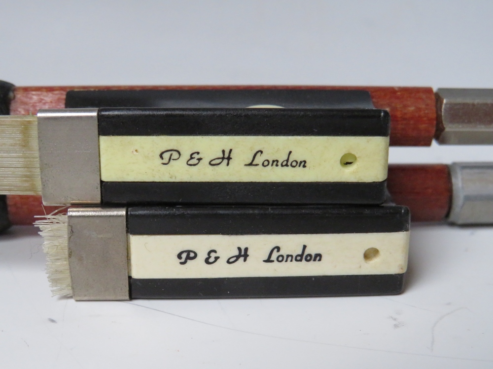 THREE GLASS FIBRE VIOLIN BOWS, one marked P H London, the other tow marked P & H LondonCondition - Image 7 of 7