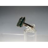 AN 18CT WHITE GOLD SINGLE STONE TOURMALINE DRESS RING, tourmaline approximately 5.75 cts, ring