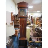 A 20TH CENTURY MAHOGANY LONGCASE CLOCK - NO DIAL / MOVEMENT H-223 CM