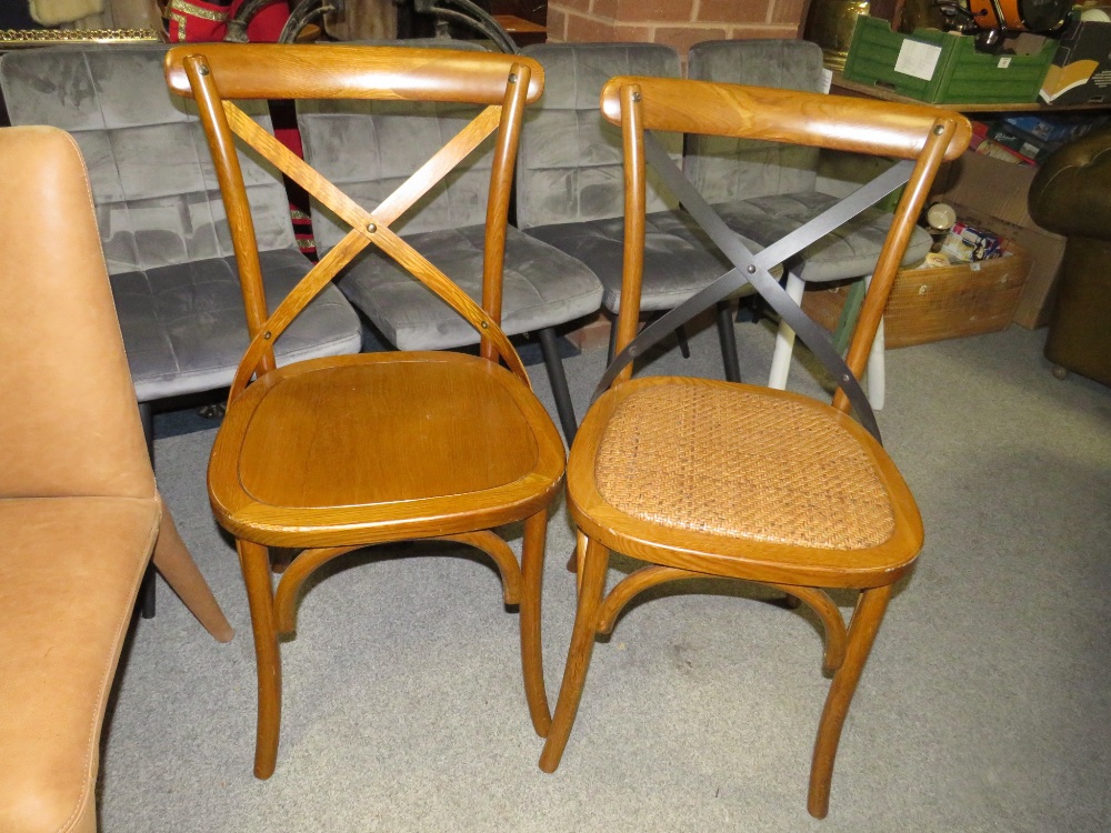 A PAIR OF MODERN SUEDE CHAIRS AND TWO BENTWOOD CHAIRS (4) - Image 2 of 3