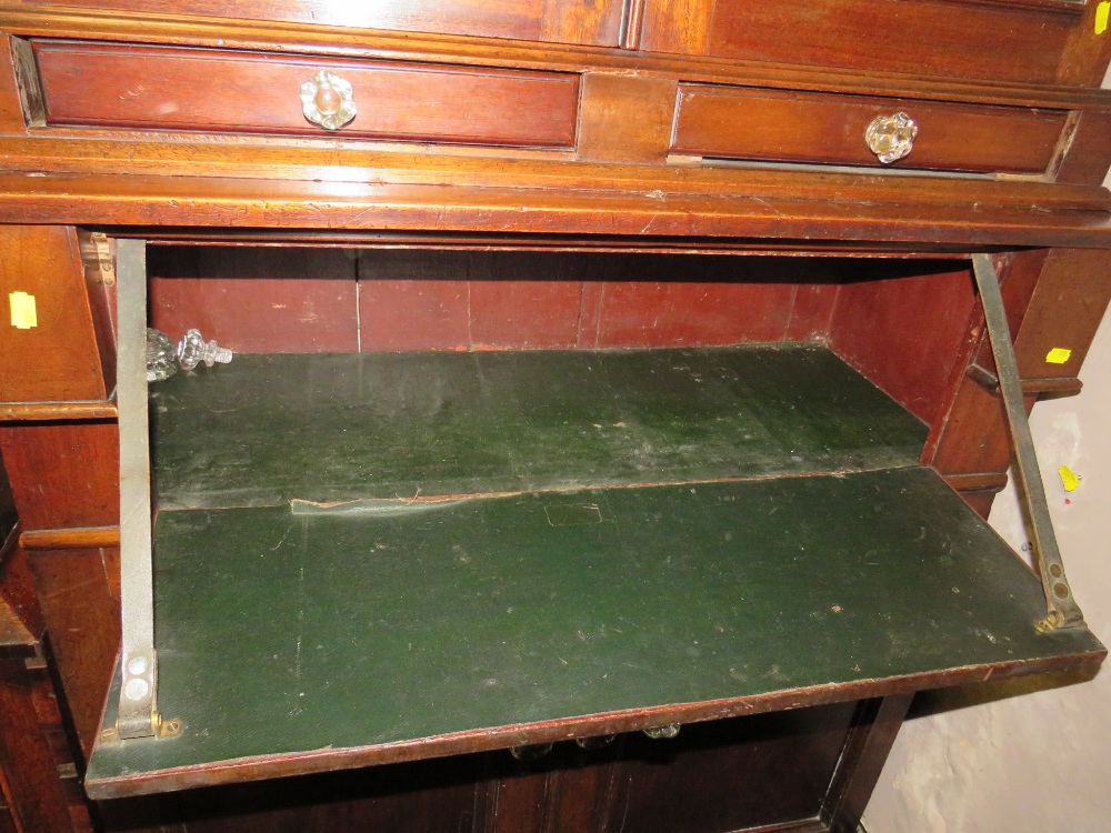 A 19TH CENTURY GLAZED BOOKCASE WITH SECRETAIRE TYPE DRAWER W-100 CM - Image 5 of 6