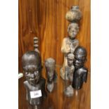 TWO TRIBAL ART EAST AFRICAN MAKONDE TANZANIA CARVED WOODEN BUSTS WITH FACIAL SCARIFICATION'S, AN