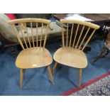 A PAIR OF BLONDE ERCOL STICK CHAIRS