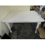 A MODERN PAINTED PINE LOW KITCHEN TABLE H-65 W-120 CM