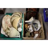 TWO TRAYS OF ASSORTED CERAMICS TO INCLUDE FISH PLATES