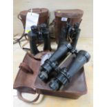 A COLLECTION OF VINTAGE CASED BINOCULARS ETC