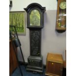 A 19TH CENTURY OAK EIGHT DAY LONGCASE CLOCK BY JAMES STOKES - STOURBRIDGE - TWO WEIGHTS AND PENDULUM