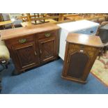 AN EDWARDIAN CARVED MAHOGANY SIDEBOARD WITH A SMALLER CABINET (2) A/F