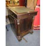 A 19TH CENTURY COLONIAL EBONY DAVENPORT DESK IN THE MANNER OF GILLOWS, the slope with brass