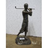 ***A BRONZE FINISH GOLFING FIGURE**