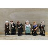 A COLLECTION OF SIX ROYAL DOULTON DICKENS CHARACTER FIGURES TO INCLUDE PECKSNIFF, MRS BARDELL ETC