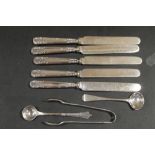 A COLLECTION OF ASSORTED HALLMARKED SILVER CUTLERY ETC TO INC CONDIMENT SPOONS