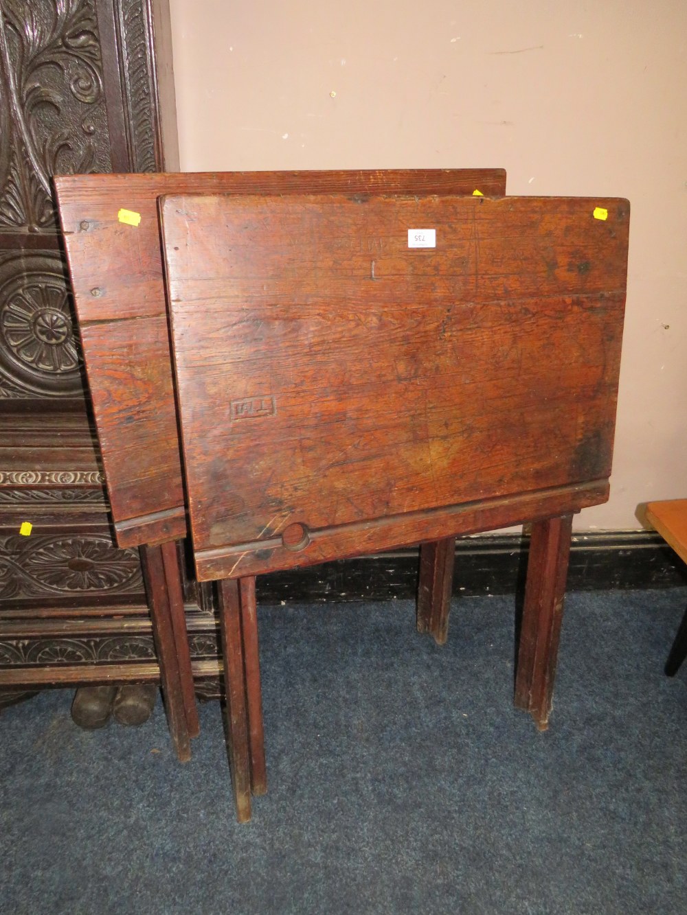 A PAIR OF VINTAGE FOLDING DESKS - Image 4 of 5