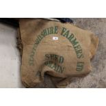 A QUANTITY OF VINTAGE HESSIAN SACKS - STAFFORDSHIRE FARMERS LTD