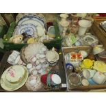 FOUR TRAYS OF ASSORTED CERAMICS TO INCLUDE PORTMEIRION ETC